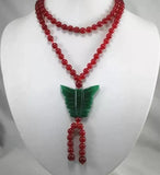 8mm Jade Bead Butterfly Necklace