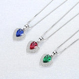 Colorful Gems Pendant Necklace 925 Sterling Silver Clavicle Chain Jewelry