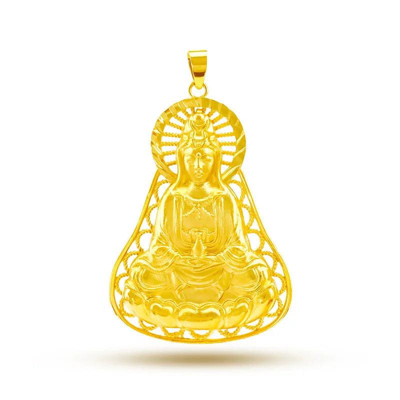 24k Yellow Plated Guanyin Pendant for Men
