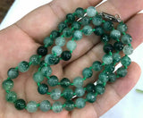 8mm Emerald Green Jade Gemstone Round Beads Necklace 18''