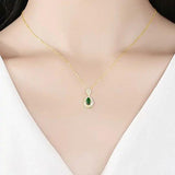 Drop Necklace 925 Silver Emerald Pendant Set Clavicle Chain Wedding Party