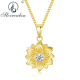 925 Silver Rotatable Sunshine Flower Necklace for Women