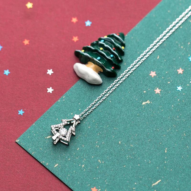 S925 Silver Christmas Tree Pendant Necklace for Women
