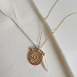 925 Silver Classical Pattern Coin Pendant Necklace Women Jewelry