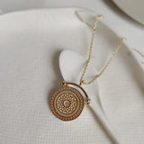 925 Silver Classical Pattern Coin Pendant Necklace Women Jewelry