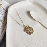 925 Silver Classical Pattern Coin Pendant Necklace Women Jewelry