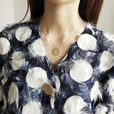 925 Silver Classical Pattern Coin Pendant Necklace Women Jewelry