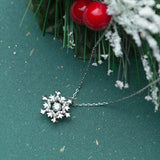 925 Silver Christmas Snowflake Necklace Zircon Pendant Gift