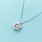 925 Silver Christmas Snowflake Necklace Zircon Pendant Gift