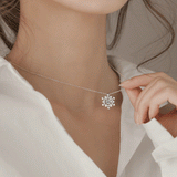 925 Silver Christmas Snowflake Necklace Zircon Pendant Gift