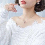 925 Silver Christmas Snowflake Necklace Zircon Pendant Gift