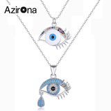 Sterling Silver Evil Eye Necklace with Zircon Eye Pendant