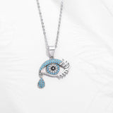 Sterling Silver Evil Eye Necklace with Zircon Eye Pendant