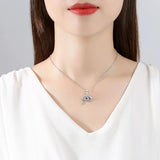 Sterling Silver Evil Eye Necklace with Zircon Eye Pendant