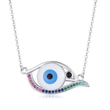 Sterling Silver Evil Eye Necklace with Zircon Eye Pendant