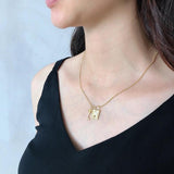 925 Silver Padlock Necklace Double Pendant Choker Lock & Key for Ladies