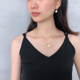 925 Silver Padlock Necklace Double Pendant Choker Lock & Key for Ladies