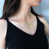 925 Silver Padlock Necklace Double Pendant Choker Lock & Key for Ladies