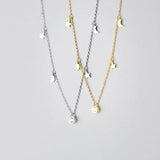 925 Silver Choker Tassel Star Moon Pendant Necklace for Women