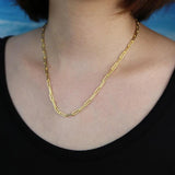 925 Silver Paper Clip Chain Necklace for Women