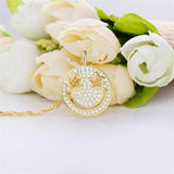 925 Sterling Silver Zircon Lucky Smile Face Pendant Necklace