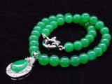 Emerald Green Jade Cubic Zirconia Drop Pendant Necklace