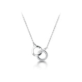 925 Silver Zircon Double Circle Necklace for Women Wedding