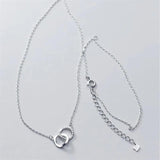 925 Silver Zircon Double Circle Necklace for Women Wedding