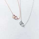 925 Silver Zircon Double Circle Necklace for Women Wedding