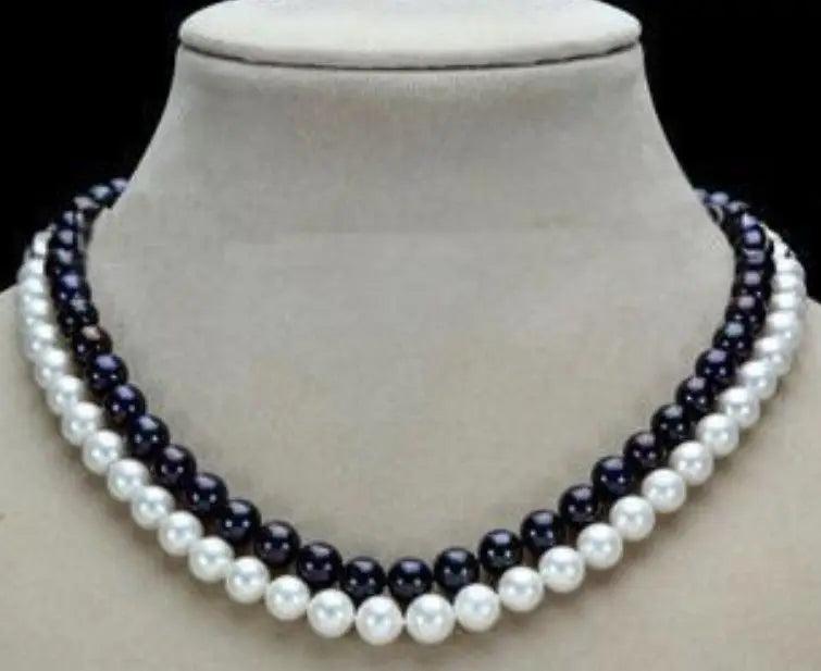 7-8mm 2Row Natural Pearl Necklace 17-18''