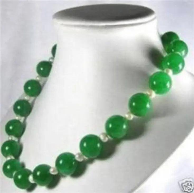Fast 12MM Green Jade Necklace 18''