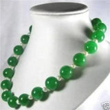 Fast 12MM Green Jade Necklace 18''
