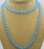 8mm Light Jade Round Gem Beaded Necklace 36