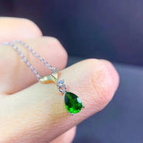Water Drop Green Diopside Gemstone Pendant 925 Silver Plated