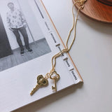 925 Silver Double Key Necklace Graduation Jewelry