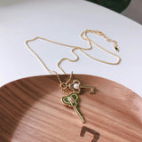 925 Silver Double Key Necklace Graduation Jewelry