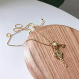 925 Silver Double Key Necklace Graduation Jewelry