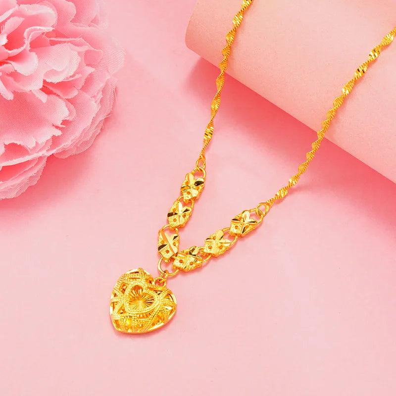 24k Plated Necklace High Inverted Heart Necklace
