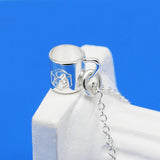 925 Silver Cup Pendant Choker Necklace for Women
