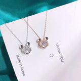 925 Silver Lucky Rat Pendant Necklace with Zircon Ashake Mouse