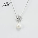 925 Silver Crown Pearl Necklace Pendant for Women