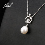 925 Silver Crown Pearl Necklace Pendant for Women