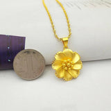 14K Flower Chain Pendant Necklace Statement Jewelry