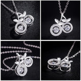 925 Silver Necklace Cherry Pendant Wave Chain Size 40+5cm Jewelry