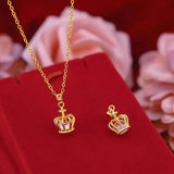 14K Gold Crown Zirconia Pendant for Women