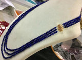 3-Row Dark Sapphire Round Gemstone Beads Necklace