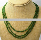 3-Row Dark Sapphire Round Gemstone Beads Necklace