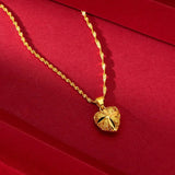 24k Hollow Love Heart Pendant Necklace for Women Girl