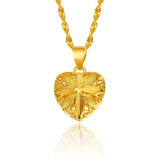 24k Hollow Love Heart Pendant Necklace for Women Girl