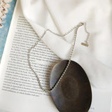 925 Silver Choker Necklace Asymmetric Ball Beads Half Link Chain Short Necklace